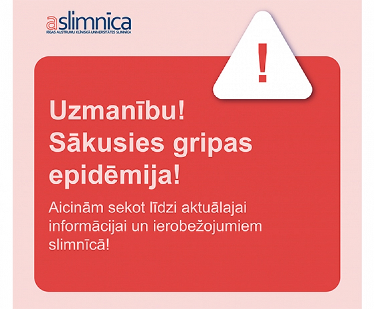 Austrumu slimnīcā nosaka kārtību pacientu apmeklējumiem gripas epidēmijas laikā