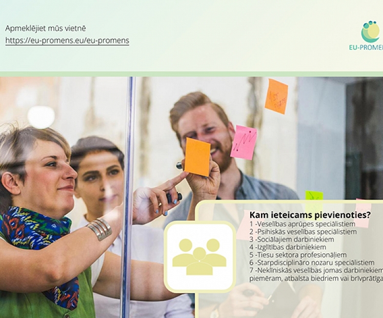 Aicina interesentus pieteikties bezmaksas apmācības programmai “Psihiskās veselības atbalsta uzlabošana sadarbības ceļā”