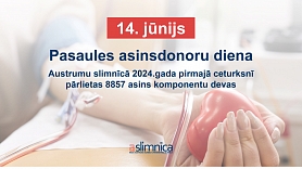 14. jūnijs – Pasaules asinsdonoru diena: Austrumu slimnīcā 2024. gada pirmajā ceturksnī  pārlietas 8857 asins komponentu devas