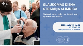 12. martā glaukomas dienas ietvaros ikvienam interesentam būs iespēja pārbaudīt savu acu veselību bez maksas
