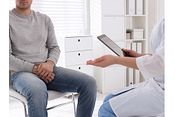 Pacienta konsultācija dermatovenerologa kabinetā, kuras laikā tiek pārrunāta diagnoze, ārstēšanas plāns un turpmākā aprūpe.
